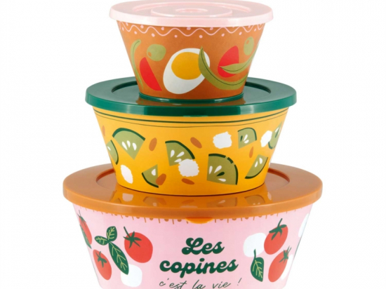 Saladier ( set de 3 + couvercles ) Les copines