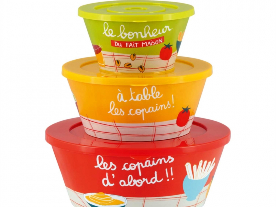 Saladier ( set de 3 + couvercles ) Les copains dabord