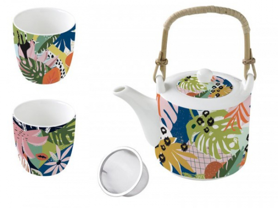 Coffret Théière + 2 gobelets Atmosphère Ambiance Tropicale