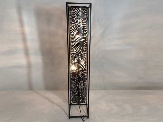 Lampadaire métal feuillage noir/argent