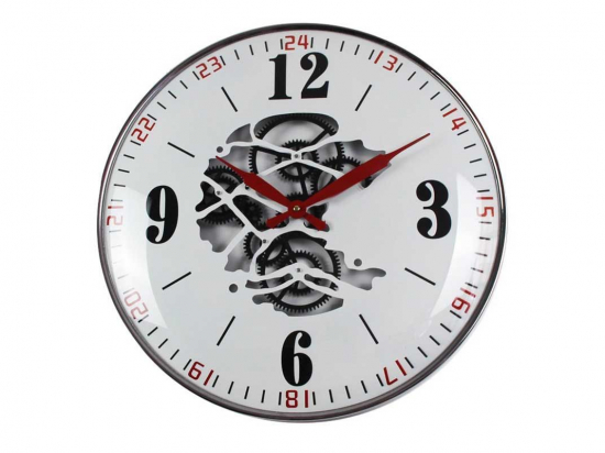 Pendule engrenage blanc/argent