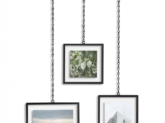 Lot de 3 cadres photos rectangles en métal noir