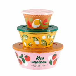 Saladier ( set de 3 + couvercles ) Les copines