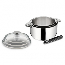 Série 3 casseroles 16/18/20 cm Inox  + 3 couvercles + poignée