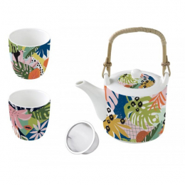 Coffret Théière + 2 gobelets Atmosphère Ambiance Tropicale